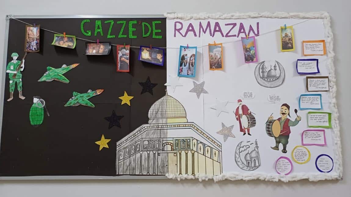 Gazze'de Ramazan Konulu Pano Çalışması Yapıldı 